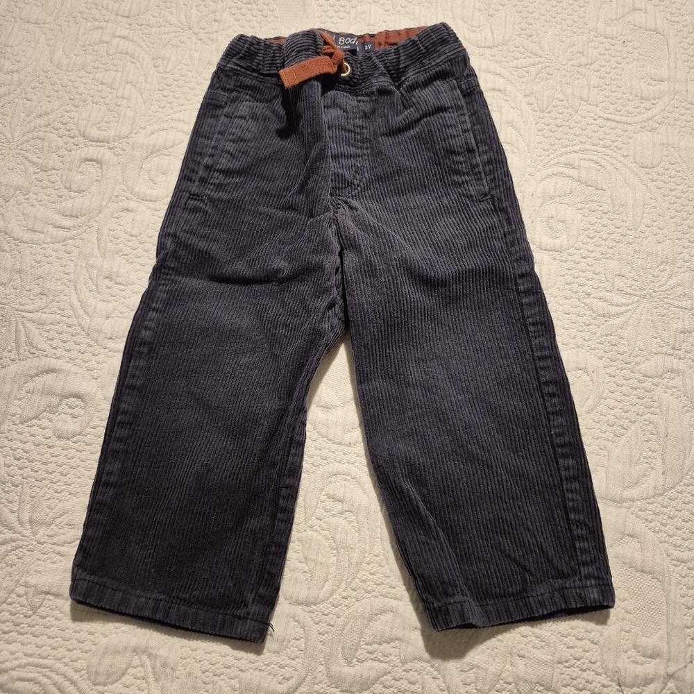 Mini Boden boys 2 years navy corduroy pants VGUC 2014 elastic with drawstring